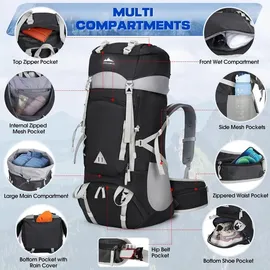 luxuskollektion Wanderrucksack 60L Schwarz