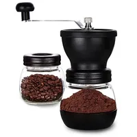 MODFU Kaffeemühle Kaffee Coffee Mühle Handkaffeemühle Hand Espressomühle manuell Tragbar, Kegelmahlwerk, 40,00 g Bohnenbehälter, Edelstahlgriff mit Präzise Mahlgradeinstellung Keramikmahlwerk schwarz