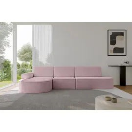 altdecor Eckcouch Cord 5-Sitzer Rosa