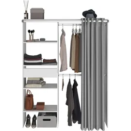 Parisot Kleiderschrank Bari 143 x 182 x 48 cm Weiß/Grau