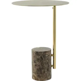 Kayoom Beistelltisch "Oscar 425, Runder Marmorfuß mit scharfen Kanten", bunt (braun, multi), Tische, B/H/T: 40cm x 54cm x 40cm, Tischplatte:100% marmorisiertes Glas Gestell:Marmor / Edelstahl, Beistelltisch, Runder Marmorfuß, runde Ablagefläche und Gestell aus 