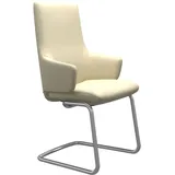 Polsterstuhl STRESSLESS "Laurel", beige (vanilla paloma, chrom glänzend), B:58cm H:105cm T:60cm, Leder PALOMA: PALOMA ist ein durchgefärbtes Semianilin-Möbelleder mit natürlicher Narbung., Stühle, Polsterstuhl, High Back mit Armlehne, Größe L, mit Beinen aus Stahl in Chrom