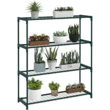 Pflanzenständer, Blumenregal, 4 Ebenen, 89 Cm X 28 Cm X 107 Cm, Dunkelgrün