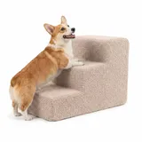 murando Hundetreppe für Kleine Hunde 3 Stufen 30 cm, Boucle - Beige