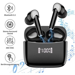 Greensky Bluetooth In-Ear-Kopfhörer Hi-Fi-Sound Ohrhörer wireless Kopfhörer (TWS,mit LED-Anzeige, Google Assistent, Siri, Bluetooth 5.2, Active Noise Cancelling (ANC), Echo Noise Cancellation (ENC) schwarz