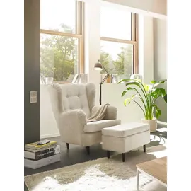 ed exciting design Ohrensessel Oskar, mit Massivholzfüßen beige|braun