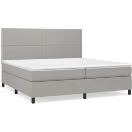 vidaXL Boxspringbett mit Matratze Hellgrau 200x200 cm Stoff