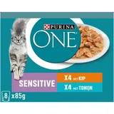 Purina ONE Sensitive - Kip & Tonijn - 8 x 85 g