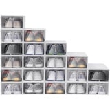 Ecoggeder Schuhboxen 20 Stück Stapelbarer Schuhkasten Belüftet und Staubdicht Transparent Schuhkarton für Herren Damenschuhe Zeitschriften Bücher 33x23x14cm