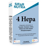 Sifar Nutra 4 Hepa | Silybin aus Mariendistel Artischocke Löwenzahn & Cholin | für die normale Funktion der Leber | Leber Entgiften | 30 Kapseln