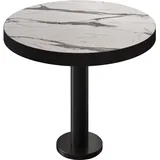GGM Möbel BML | Bistrotisch | Ø:H 60 x 77 cm | Weiß Marmor / Schwarz | Rund | Schwarzer Rand
