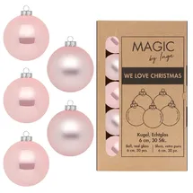 inges magic & goodz Weihnachtskugeln Glas 6cm x 30 Stück in Kartonbox Christbaumkugeln Weihnachtsbaumkugeln hellrosa