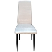 HTI-Living Esszimmerstuhl Stuhl Memphis PU Creme Ornament (Stück, 1 St), Esszimmerstuhl Kunstlederbezug Metallgestell Vierfuß weiß