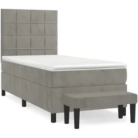 vidaXL Boxspringbett 90 x 200 cm Hellgrau