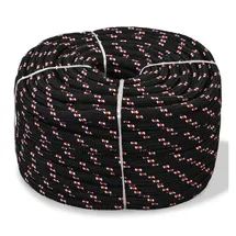 vidaXL Bootsseil Polypropylen 50 m Schwarz/Rot