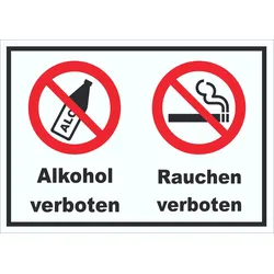 Schild Alkohol Rauchen verboten A0 (841x1189mm)