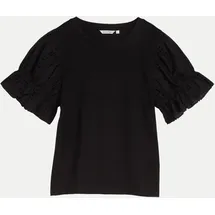 Tom Tailor Denim Damen T-Shirt mit Lochstickereien Schwarz L