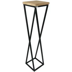 Blumenständer, X-Streben - Eiche hellgrau / Schwarz - Höhe: 90cm