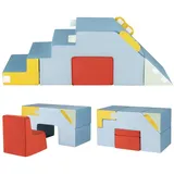COSTWAY Spielbausteine, Schaumstoff Klettergerüst mit Rutsche & Treppe bunt