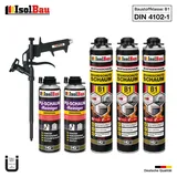 Brandschutzschaum B1 Bauschaum 3x 750ml 2x Reiniger Montageschaum Schaum Pistole