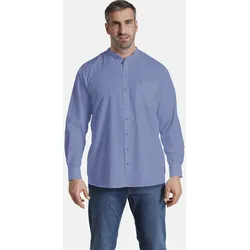 Langarmhemd JAN VANDERSTORM "Stehkragenhemd KALLU", Herren, Gr. 3XL, weit, blau, Obermaterial: 100% Baumwolle CO., unifarben, comfort fit normal, Hemden