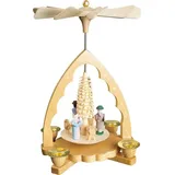 Richard Glaesser Weihnachtspyramide Pyramide Heilige Familie, Höhe 19 cm, Handwerkskunst original Erzgebirge