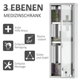 kleankin Medizinschrank Erste Hilfe mit Schloss silber