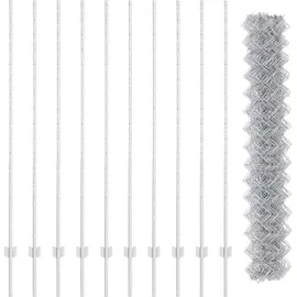 vidaXL Zaun mit Pfosten 1,6 x 10 m Silber/Stahl