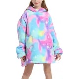 Übergroße Hoodie Decke,Flanell Sweatshirt Decke,Kuscheldecke mit ärmel,Kuschelpullover Für Kinder Junge Mädchen