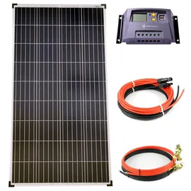 Solartronics Solar Set 12V 1x130 Watt Poly Solarmodul 10A Laderegler gelb Kabel Inselanlage