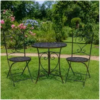 Hti-Living Romantische Gartenmöbel Set 3-tlg. Braun