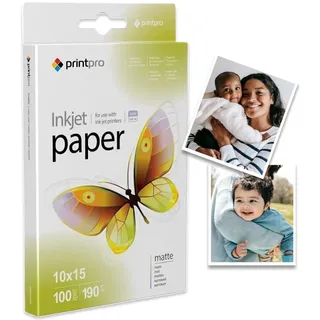 Fotopapier PrintPro von COLORWAY Matt 10x15 cm 100 Blatt 190g/m2 Sofort Trocken Wasserfest für alle Tintenstrahldrucker
