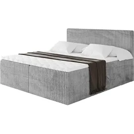 altdecor Boxspringbett - TOLO 160x200 Cord - Hellgrau - Komplett-Set mit Taschenfederkern Matratze und Topper, Polsterbett mit H4-Matratze Bettkäs... - Hellgrau