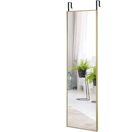 Costway Ganzkörperspiegel, mit Höhenverstellbaren 37 x 120cm Gold, Glas, 2x120x37 cm, Spiegel, Standspiegel