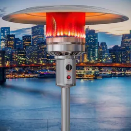 GGM Moebel International ABBEY | Gasheizstrahler | 2,2m | Edelstahl | 12kW | Heizpilz, Terrassenheizstrahler, Terrassenheizer, Heizstrahler Gas - Silber