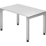 Hammerbacher höhenverstellbarer Schreibtisch weiß rechteckig, 4-Fuß-Gestell silber 120,0 x 80,0 cm