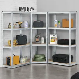 Juskys Eckregal Metall 155x160x155 cm Silber