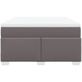 vidaXL Boxspringbett mit Matratze Grau 140x200 cm Kunstleder