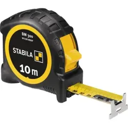 STABILA Taschenbandmaß BM 300, 10 m, Maßband mit doppelseitiger metrischer Skala, bruchsicheres PC/ABS-Gehäuse, SPIKES-Haken, Stahlband mit NYLON-WRAP-Ummantelung, Gürtel-Clip, MID-Genauigkeit