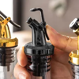 layba Ausgießer für Flaschen Schwarz mit Verschlusskappe aus Kunststoff in 10er Set