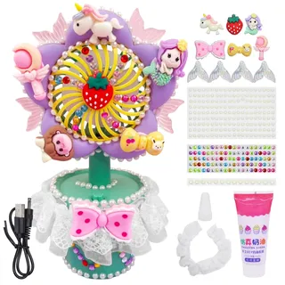 Handventilator, Tragbarer Handventilator, DIY Mini Ventilator für Kinder, mini-USB-Ventilator mit Wiederaufladbarem, Einhorn-Ventilator Blumentopf DIY Basteln für Mädchen Jungen Spielzeug Geschenke