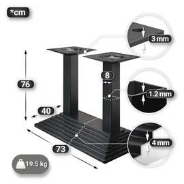 GGM Möbel MPY | Bistro Massiv Tisch | Rechteckig | 120 x 70 x 81 cm | Eiche / Schwarz