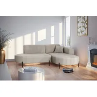 Fun Möbel Ecksofa Designersofa VALENCIA XS in Stoff Noel Hellgrau Ottomane Rechts - Hellgrau