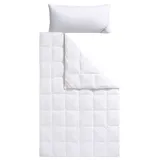 Haeussling Daunenbettdecke + Kopfkissen "Swiss Royal", weiß, B/L: 155cm x 220cm Anzahl Teile 1, B/L: 40cm x 80cm Anzahl Teile 1, Bezug: Baumwolle Füllung: Entendaune/-feder, normal, Bettdecken Bezug: 100% Baumwolle. Kopfkissen Bezug: 100% Baumwolle.