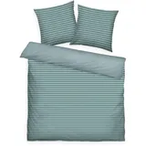 Tom Tailor Renforcé-Bettwäsche, 2*80x80 + 200x220 cm, 100% Baumwolle/Renforcé, mit Wendemotiv und farbigem Reißverschluss, MEDIUM STRIPES Türkis (Fresh Sage, Smokey Sage)