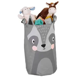 Relaxdays Aufbewahrungskorb Kinder Waschbärmotiv 33 x 55 x 56 cm grau