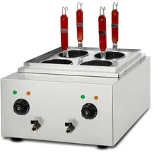 Vertes Gastro Nudelkocher Edelstahl, Elektrisch, 2x 1700 Watt, 2 separate Kochbecken zu je 6 Liter, 4 Körbe,