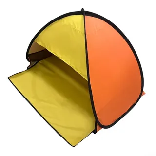 MeevrgR Pop-Up-Haustier-Strandzelt, UV-Schutz und winddicht für Katzen/Hunde, 2-Sekunden-Setup, faltbar auf 20,3 cm, tragbarer Sonnenschutz für Reisen, 80 x 65 x 55 cm, Orange und Gelb