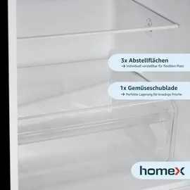 Homex CFS1110-B Kühl-Gefrierkombination (173 l, 1425 mm hoch, Schwarz)