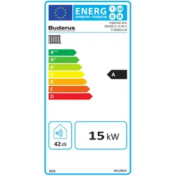 Buderus Gas-Brennwert Logaplus-Paket W42 GB182i.2-15 15kW H-Gas Speicher S120 Bedieneinheit BC400 MAG 35l weiß